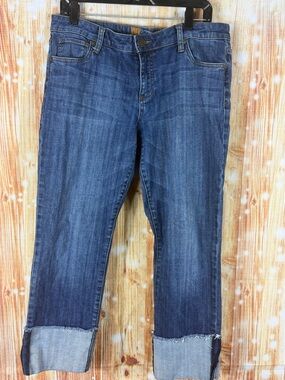 Kut from the Kloth Women's Dark Blue Cropped Cuffed Jeans